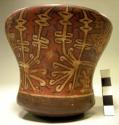 Vase painted in polychrome with three mythical beings