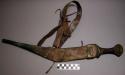 Short Arab sword - hide sheath, wood and brass handle