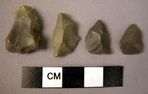 4 flint "thumbnail scrapers" of Mesolithic type