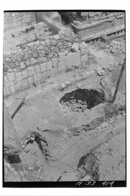 Southeast corner of Iglesia A Terrace and pit at Monjas