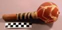 Gourd rattle, small - red with white paint decoration