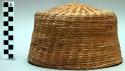 Coiled basketry hat without brim