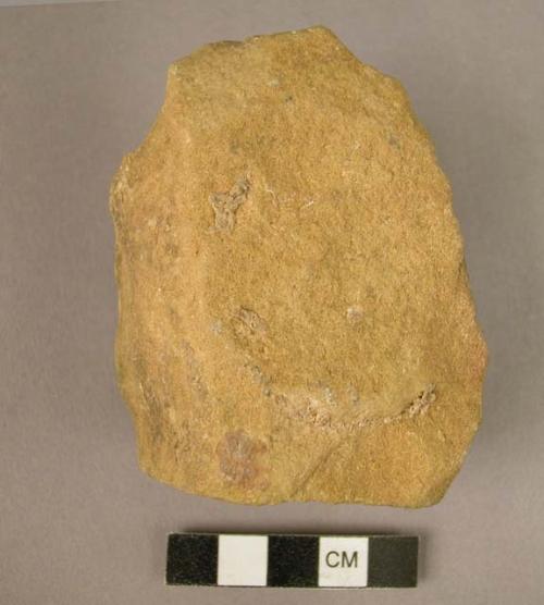 Quartzite small heavily rolled hand axe (broken)
