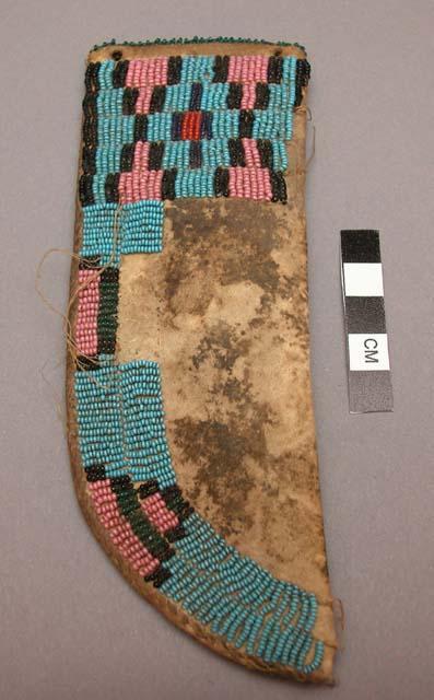 Beaded leather knife sheath