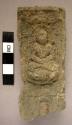 Buddhist clay placque with seated buddha in relief