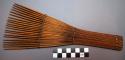 Wooden comb - 21 tines, fan-shape, made of separate sticks bound together with w