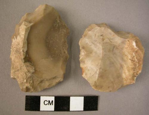 2 flint coarse end scrapers