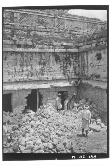 Monjas - Northwest corner, southeast court - debris from south tunnel