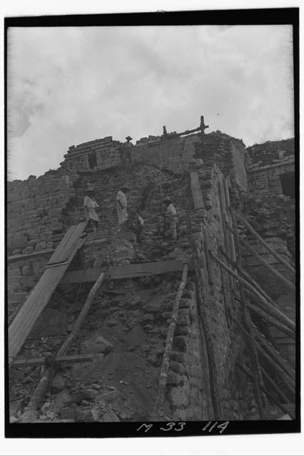 Removing stairway at Monjas