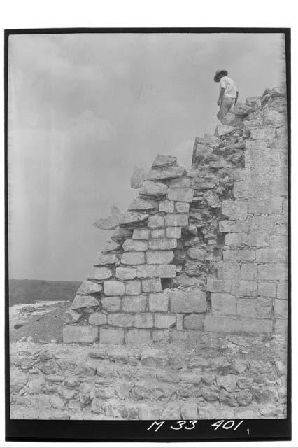 West casing and coping after repair of second story at Monjas.