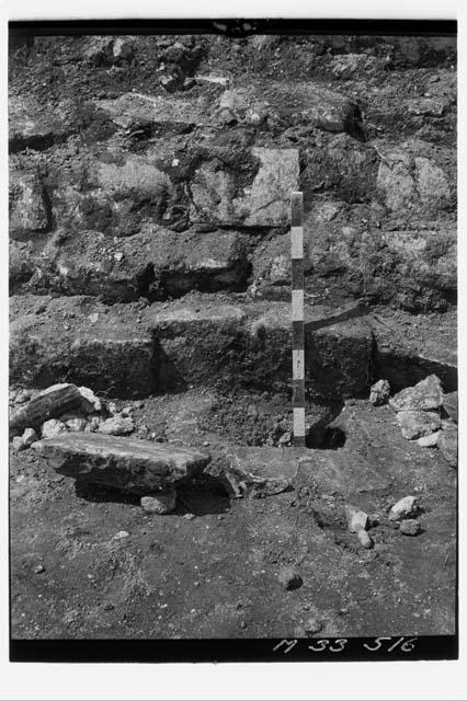 Plaque removed at base of stairs at Monjas