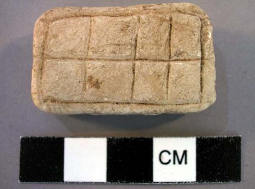 Stone amulet - incised decoration; 1 1/2"x3/4"