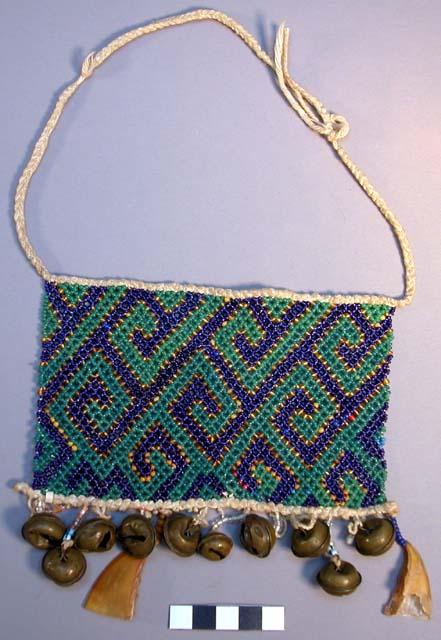 Bead apron with bell pendants