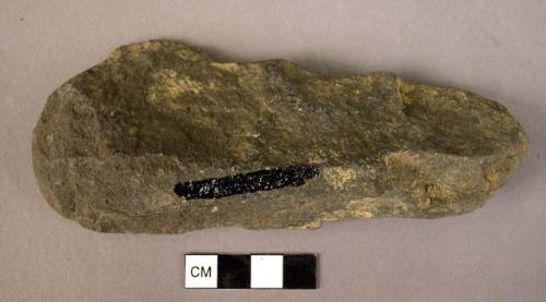 Chipped stone biface, hand axe, roughly chipped