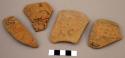 Ceramic sherds, incised decoration, mended, Pabellon
