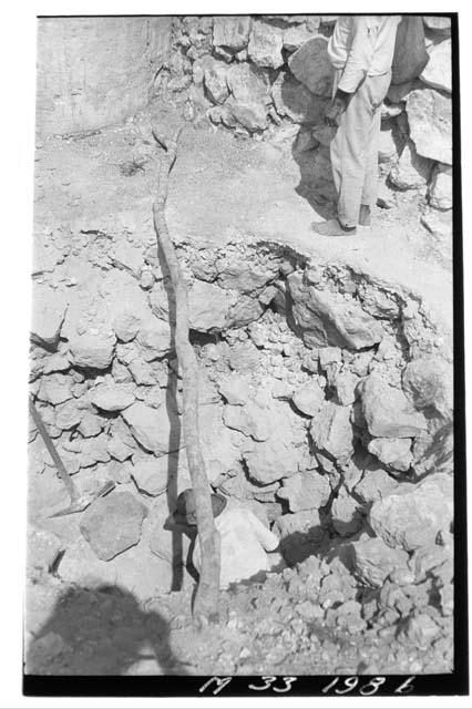 Excavation at southwest corner of Platform 3 at Monjas