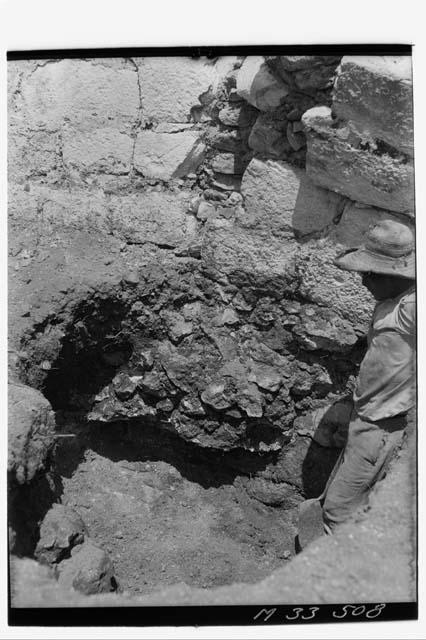 Northeast corner of Main Stairs excavation at east base at Monjas