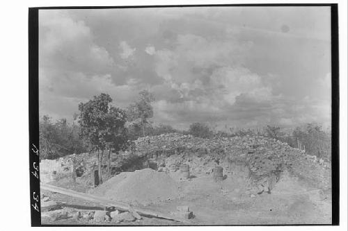 Monjas - E. mound from S.W. Three columns exposed