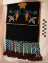 Woman's beaded bag with beaded fringe - geometric and floral *