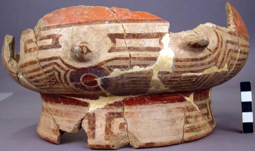 Polychrome pottery effigy jar