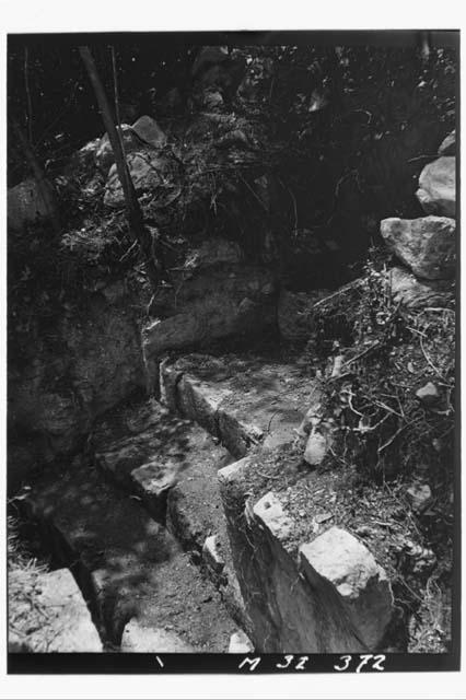 Northeast corner of stairs at the Northeast Annex at Monjas