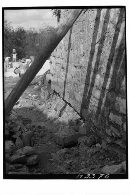 Repair of stair foundation at Monjas