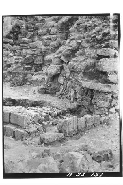 Resetting steps of northwest corner of Main Stairs at Monjas