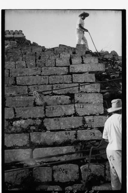 Removing stairs at Monjas