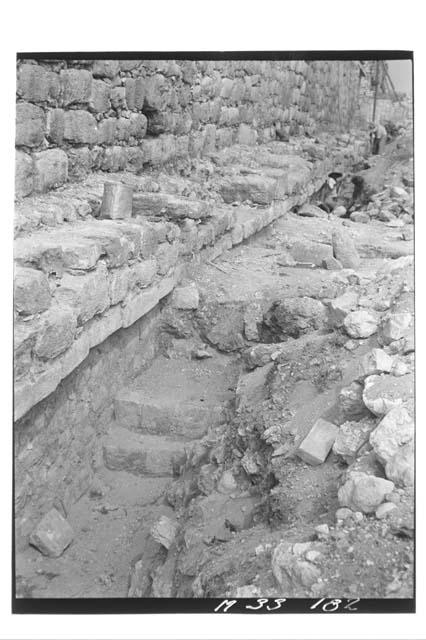 West steps to ball court and North Temple 2 at South Bench at Monjas.