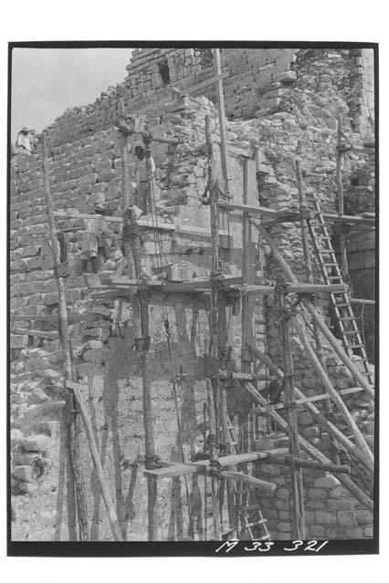 Replacing stair coping of the west end of the main stairs at Monjas