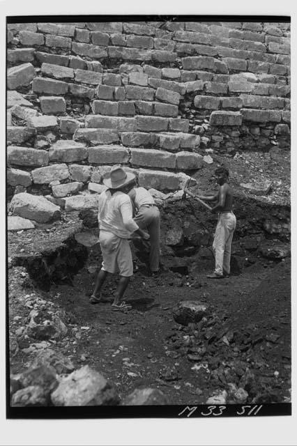 Excavation to base of main stairs at Monjas