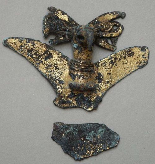 Gold plated copper zoomorphic figurine- bird