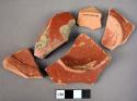 Ceramic ring base sherds, fine red ware, red slipped and burnished