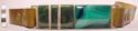 Belt, leather with a long silver buckle on which 2 large, rectangular malachite