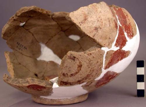 Polychrome pottery jar with spout