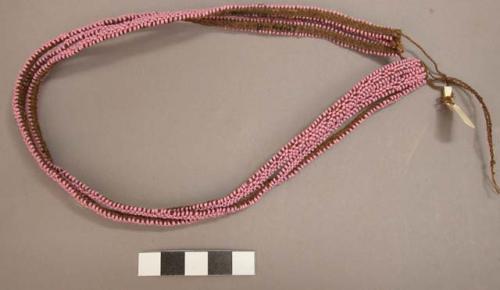 Beaded necklace - 3 strand pink beads