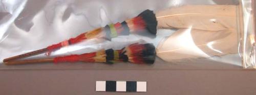 Pair of feather ear ornaments (tetako)