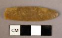 Lanceolate projectile point of flint; bifacially worked; base broken off