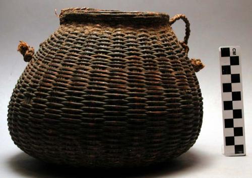 Basket container with braided grass handle