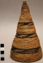 Fine weave food cover - geometric pattern in black, cone shaped ("mtemere yo but