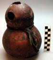 Gourd vessel with leather handle, Infinga Yamwana