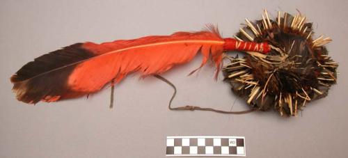 Round feather dance costume ornament with eagle feather dangle