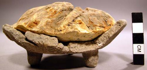 Tripod dish with copal  - portion of rim gone