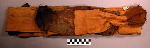 Fabric band with fragments, orange and brown dyes