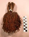 Woven twine tassel, braided fringe, twisted handle, red-brown