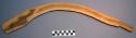 Rabbit stick, carved wood, curved, with handle, plain, flat