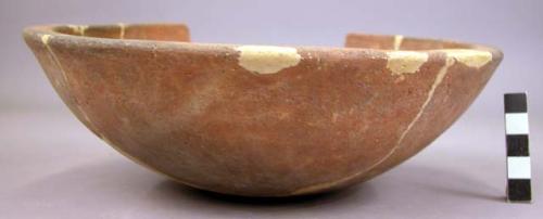 Ceramic, complete bowl, sherd missing, mended and reconstructed