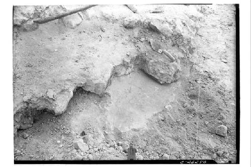 Old trowelled construction level at the Temple of Warriors