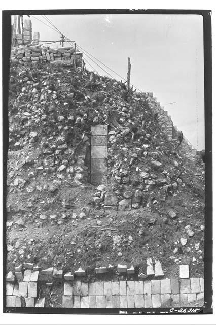 Columns of buried temple at the Temple of Warriors