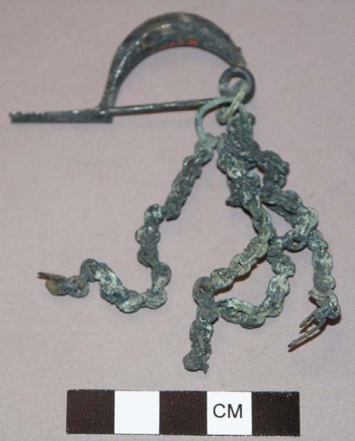Fibula with chains attached